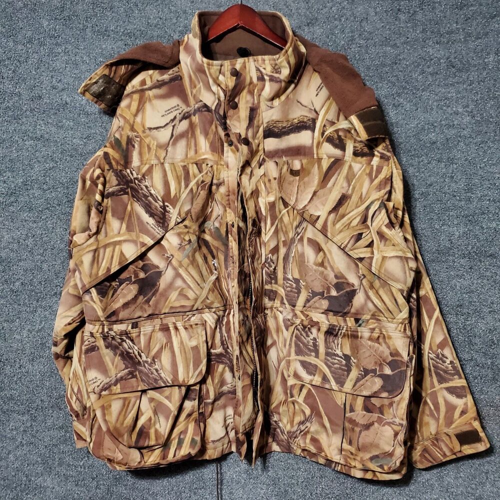 VTG Woolrich Hunting Jacket Mens XL Advantage Wetlands Camo Hooded W/FLAWS Read